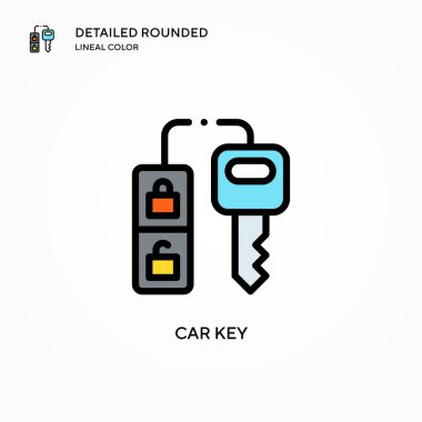 Araba anahtarı vektör simgesi. Modern vektör illüstrasyon kavramları. Düzenlemesi ve kişiselleştirmesi kolay.