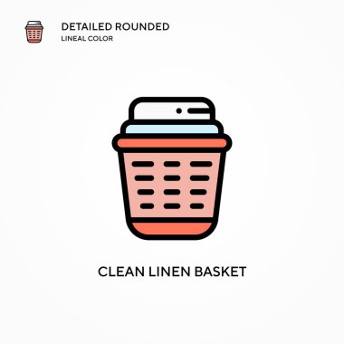 Temiz keten sepet vektör ikonu. Modern vektör illüstrasyon kavramları. Düzenlemesi ve kişiselleştirmesi kolay.