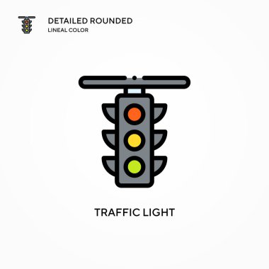 Trafik ışığı vektör simgesi. Modern vektör illüstrasyon kavramları. Düzenlemesi ve kişiselleştirmesi kolay.
