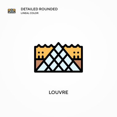 Louvre vektör simgesi. Modern vektör illüstrasyon kavramları. Düzenlemesi ve kişiselleştirmesi kolay.