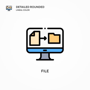 Dosya vektör simgesi. Modern vektör illüstrasyon kavramları. Düzenlemesi ve kişiselleştirmesi kolay.