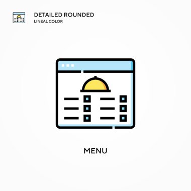 Menü vektör simgesi. Modern vektör illüstrasyon kavramları. Düzenlemesi ve kişiselleştirmesi kolay.