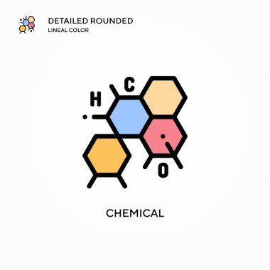 Kimyasal vektör simgesi. Modern vektör illüstrasyon kavramları. Düzenlemesi ve kişiselleştirmesi kolay.