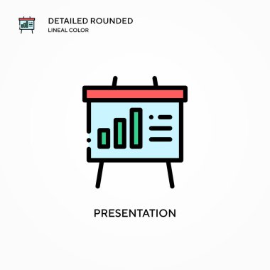 Sunum vektör simgesi. Modern vektör illüstrasyon kavramları. Düzenlemesi ve kişiselleştirmesi kolay.