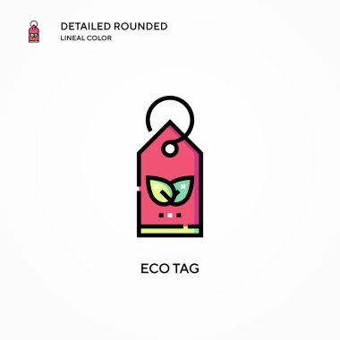 Eko etiket vektör simgesi. Modern vektör illüstrasyon kavramları. Düzenlemesi ve kişiselleştirmesi kolay.