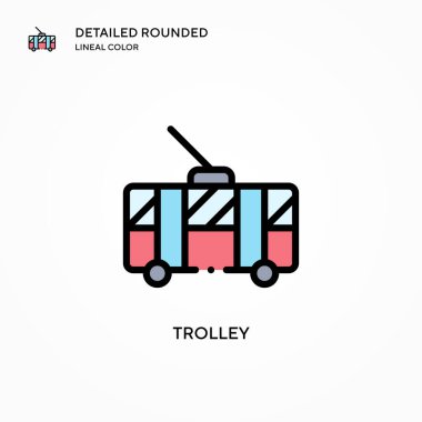 Trolley vektör simgesi. Modern vektör illüstrasyon kavramları. Düzenlemesi ve kişiselleştirmesi kolay.