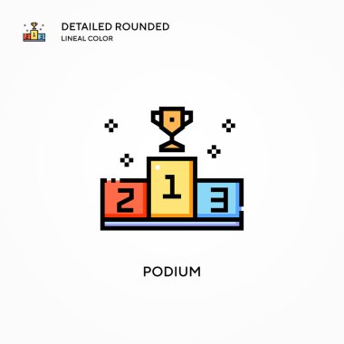 Podyum vektör simgesi. Modern vektör illüstrasyon kavramları. Düzenlemesi ve kişiselleştirmesi kolay.