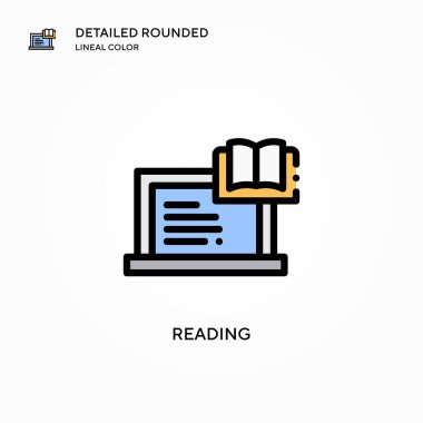 Vektör simgesi okunuyor. Modern vektör illüstrasyon kavramları. Düzenlemesi ve kişiselleştirmesi kolay.