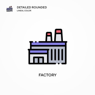 Fabrika vektör simgesi. Modern vektör illüstrasyon kavramları. Düzenlemesi ve kişiselleştirmesi kolay.