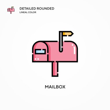 Posta kutusu vektör simgesi. Modern vektör illüstrasyon kavramları. Düzenlemesi ve kişiselleştirmesi kolay.