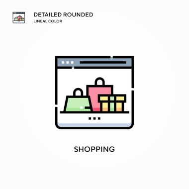 Alışveriş vektörü ikonu. Modern vektör illüstrasyon kavramları. Düzenlemesi ve kişiselleştirmesi kolay.