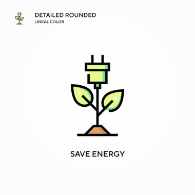 Enerji vektör simgesini kaydet. Modern vektör illüstrasyon kavramları. Düzenlemesi ve kişiselleştirmesi kolay.