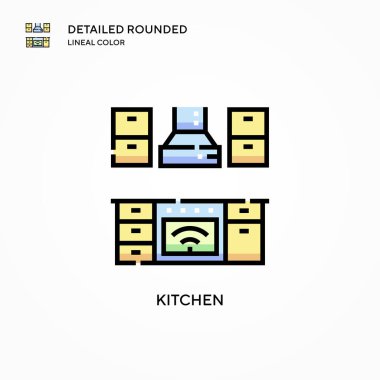 Mutfak vektör ikonu. Modern vektör illüstrasyon kavramları. Düzenlemesi ve kişiselleştirmesi kolay.