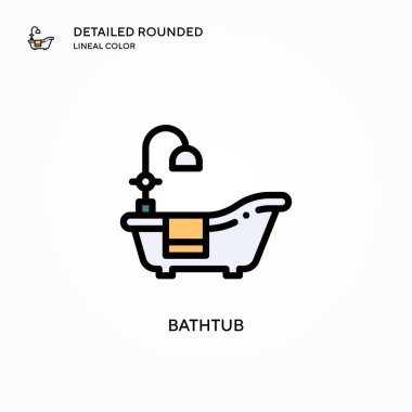 Küvet vektör simgesi. Modern vektör illüstrasyon kavramları. Düzenlemesi ve kişiselleştirmesi kolay.