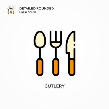 Çatal bıçak vektör simgesi. Modern vektör illüstrasyon kavramları. Düzenlemesi ve kişiselleştirmesi kolay.