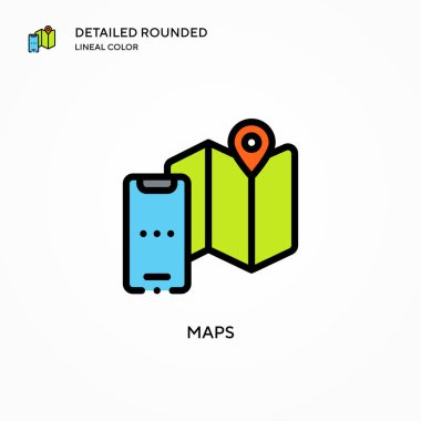 Harita vektör simgesi. Modern vektör illüstrasyon kavramları. Düzenlemesi ve kişiselleştirmesi kolay.