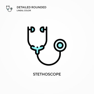 Stetoskop vektör ikonu. Modern vektör illüstrasyon kavramları. Düzenlemesi ve kişiselleştirmesi kolay.