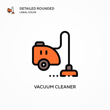 Elektrik süpürgesi vektör simgesi. Modern vektör illüstrasyon kavramları. Düzenlemesi ve kişiselleştirmesi kolay.