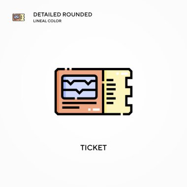 Bilet vektör simgesi. Modern vektör illüstrasyon kavramları. Düzenlemesi ve kişiselleştirmesi kolay.