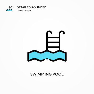 Yüzme havuzu vektör simgesi. Modern vektör illüstrasyon kavramları. Düzenlemesi ve kişiselleştirmesi kolay.