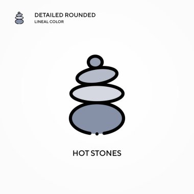 Sıcak taşlar vektör simgesi. Modern vektör illüstrasyon kavramları. Düzenlemesi ve kişiselleştirmesi kolay.
