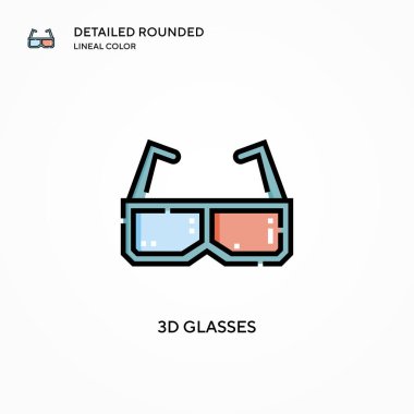 3D gözlük vektör simgesi. Modern vektör illüstrasyon kavramları. Düzenlemesi ve kişiselleştirmesi kolay.
