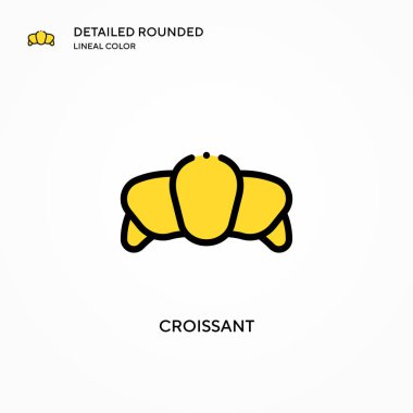 Kruvasan vektör ikonu. Modern vektör illüstrasyon kavramları. Düzenlemesi ve kişiselleştirmesi kolay.