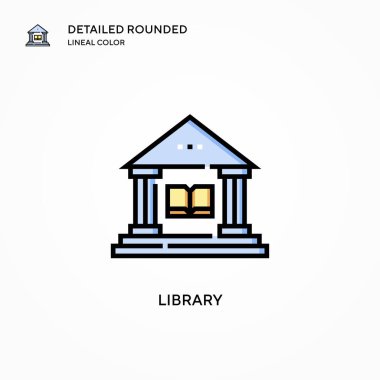 Kütüphane vektör simgesi. Modern vektör illüstrasyon kavramları. Düzenlemesi ve kişiselleştirmesi kolay.