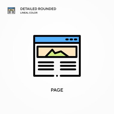 Sayfa vektör simgesi. Modern vektör illüstrasyon kavramları. Düzenlemesi ve kişiselleştirmesi kolay.