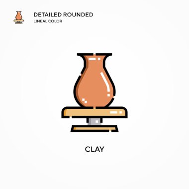 Clay vektör simgesi. Modern vektör illüstrasyon kavramları. Düzenlemesi ve kişiselleştirmesi kolay.