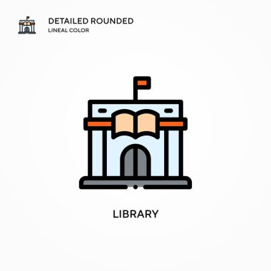 Kütüphane vektör simgesi. Modern vektör illüstrasyon kavramları. Düzenlemesi ve kişiselleştirmesi kolay.