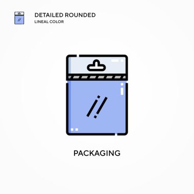 Ambalaj vektör simgesi. Modern vektör illüstrasyon kavramları. Düzenlemesi ve kişiselleştirmesi kolay.