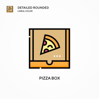 Pizza kutusu vektör simgesi. Modern vektör illüstrasyon kavramları. Düzenlemesi ve kişiselleştirmesi kolay.