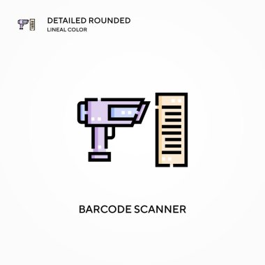 Barkod tarayıcı vektör simgesi. Modern vektör illüstrasyon kavramları. Düzenlemesi ve kişiselleştirmesi kolay.