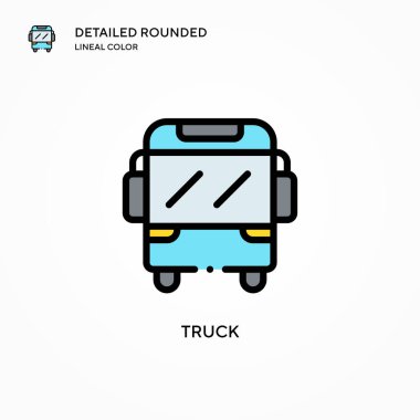 Kamyon vektör simgesi. Modern vektör illüstrasyon kavramları. Düzenlemesi ve kişiselleştirmesi kolay.