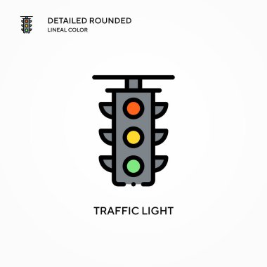 Trafik ışığı vektör simgesi. Modern vektör illüstrasyon kavramları. Düzenlemesi ve kişiselleştirmesi kolay.