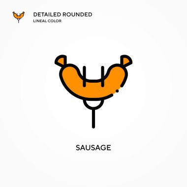 Sosis vektör simgesi. Modern vektör illüstrasyon kavramları. Düzenlemesi ve kişiselleştirmesi kolay.