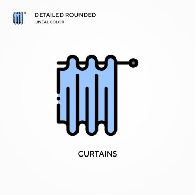 Perde vektör simgesi. Modern vektör illüstrasyon kavramları. Düzenlemesi ve kişiselleştirmesi kolay.