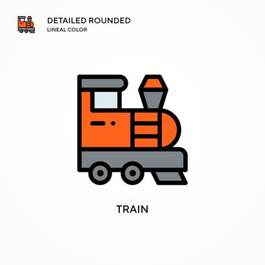 Tren vektör simgesi. Modern vektör illüstrasyon kavramları. Düzenlemesi ve kişiselleştirmesi kolay.