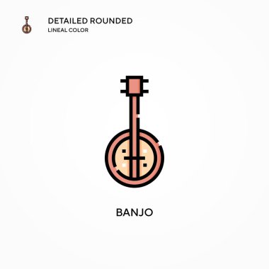 Banjo vektör simgesi. Modern vektör illüstrasyon kavramları. Düzenlemesi ve kişiselleştirmesi kolay.