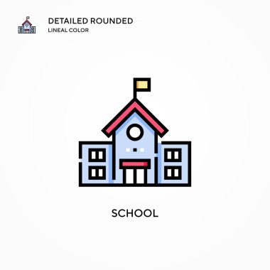 Okul vektör simgesi. Modern vektör illüstrasyon kavramları. Düzenlemesi ve kişiselleştirmesi kolay.