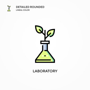 Laboratuvar vektör simgesi. Modern vektör illüstrasyon kavramları. Düzenlemesi ve kişiselleştirmesi kolay.