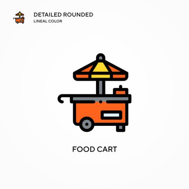 Yemek arabası vektör ikonu. Modern vektör illüstrasyon kavramları. Düzenlemesi ve kişiselleştirmesi kolay.