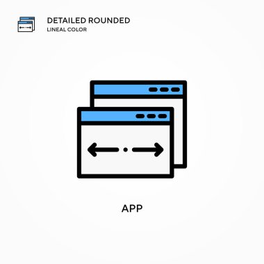 Uygulama vektör simgesi. Modern vektör illüstrasyon kavramları. Düzenlemesi ve kişiselleştirmesi kolay.