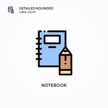 Not defteri vektör simgesi. Modern vektör illüstrasyon kavramları. Düzenlemesi ve kişiselleştirmesi kolay.