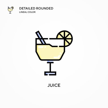 Meyve suyu vektörü ikonu. Modern vektör illüstrasyon kavramları. Düzenlemesi ve kişiselleştirmesi kolay.