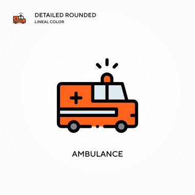 Ambulans vektör simgesi. Modern vektör illüstrasyon kavramları. Düzenlemesi ve kişiselleştirmesi kolay.