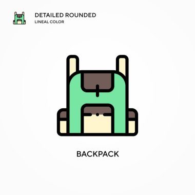 Sırt çantası vektör simgesi. Modern vektör illüstrasyon kavramları. Düzenlemesi ve kişiselleştirmesi kolay.