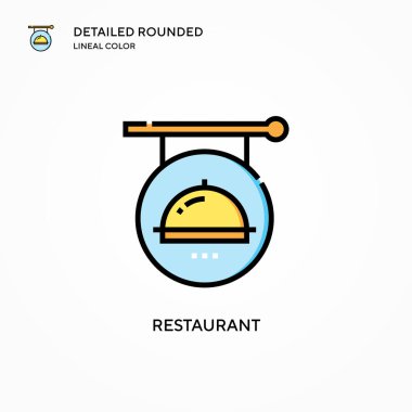 Restoran vektör simgesi. Modern vektör illüstrasyon kavramları. Düzenlemesi ve kişiselleştirmesi kolay.