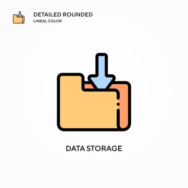 Veri depolama vektör simgesi. Modern vektör illüstrasyon kavramları. Düzenlemesi ve kişiselleştirmesi kolay.
